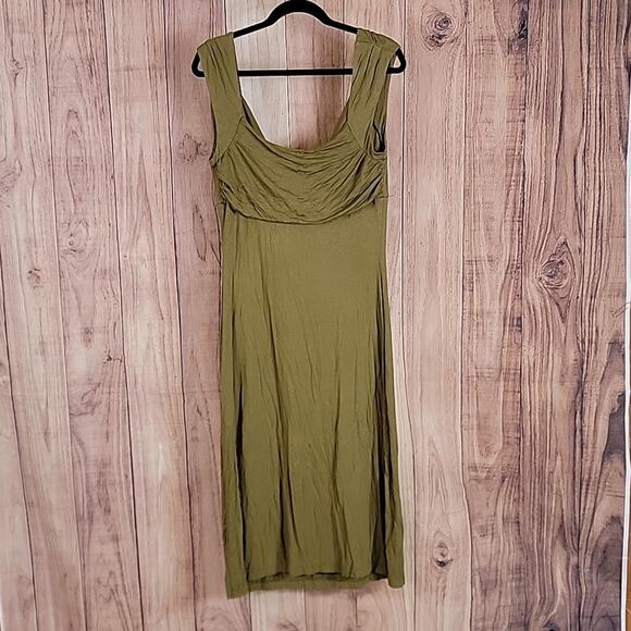 NWT Forever That Girl Anthropologie Tie Front Midi Dress Sage Green Sz M - Picture 3 of 9